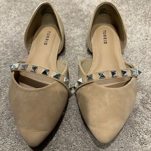 Torrid Studded D'Orsay Flat | Faux Leather Tan | 9ww | double wide width